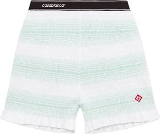 Casablanca Shorts sportivi a righe con ruches - Bianco