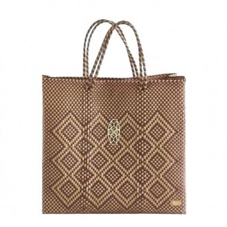 Lola's Bag Womens Medium Woven Regular Strap Tote Bag In Burgundy/gold