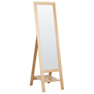 Beliani Beliani - Espejo De Pie 40 X 145 Cm Con Estante Marco De Madera Clara Luisant