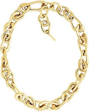 Calvin Klein Collar de cadena llamativo de acero ba&ntilde;ada en oro