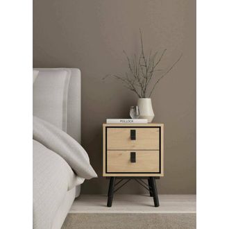 Dmora Mesa De Noche Blanchette, C&oacute;moda Baja, Mesilla De Noche, Estante De La Cama, 43x40 H60 Cm, Roble - Dmora