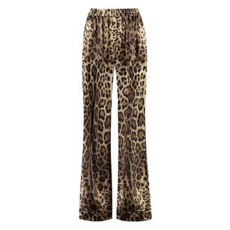 Dolce & Gabbana Wide Trousers, female, Multicolor, S, Printed Silk Trousers