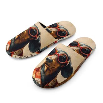Generic Kimono Dachshund Mens Cozy Memory Foam Slippers Warm Cotton House Shoes Comfy Slipper for Indoor Outdoor