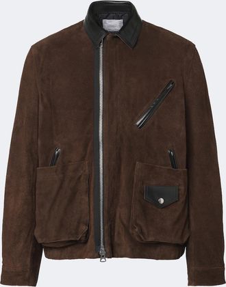 sacai Giacca blouson in suede con pelle