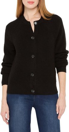 Nic+Zoe Waffle Stitch Cotton Blend Cardigan in Black Onyx at Nordstrom, Size X-Small