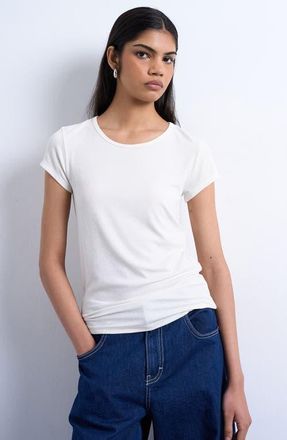 Topshop Fitted Rib T-Shirt in Ecru at Nordstrom, Size X-Small