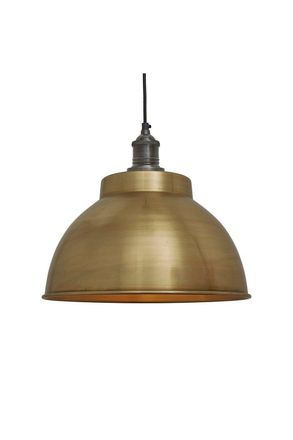 Industville Brooklyn Dome Pendant, 13 Inch, Brass, Pewter Holder in Bronze