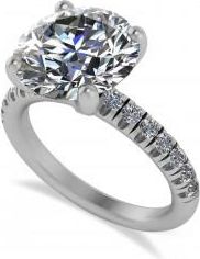 Allurez Round Moissanite Diamond Solitaire Engagement Ring 14K White Gold (5.42ct)