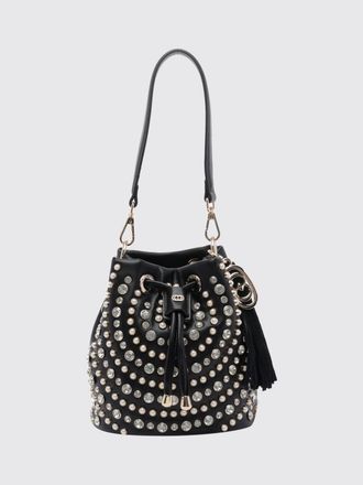 La Carrie Polyurethane Mini Bucket Bag with Rhinestone Embroidery