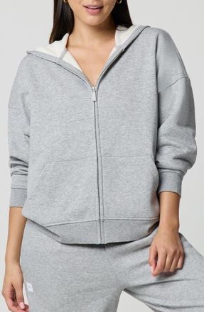 Florence By Mills Cozy Crush Forever Embroidered Oversize Graphic Zip Hoodie in Heather Grey Cherry at Nordstrom, Size Xx-Large Regular