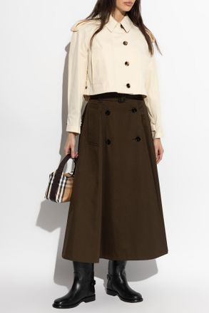 Burberry Short Trench Coat Linwood, Womens, Beige