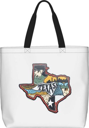 Generic Women Handbag State Texas Flag Women Tote Bag Reusable Folding Shopping Bags, For School, Work, Swim, Gym, Daily
