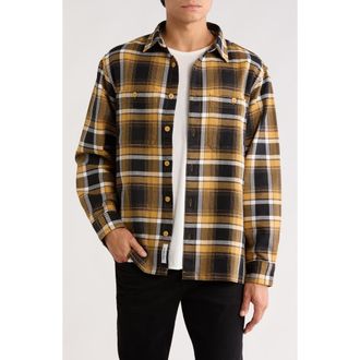 Carhartt Work in Progress Vaughn Loose Fit Heavyweight Cotton Herringbone Button-Up Overshirt in Vaughn Check Dijon at Nordstrom, Size X-Small