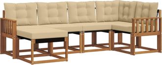 vidaXL Conjunto De Sof&aacute;s De Exterior 6 Uds. Natural Y Beige Vidaxl