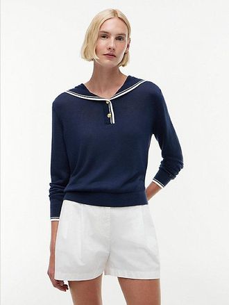 Tommy Hilfiger Jersey amplio de cuello marinero con seda