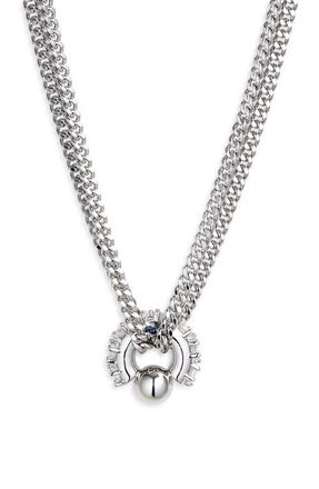 Justine Clenquet Moira Crystal Pendant Necklace in Palladium at Nordstrom