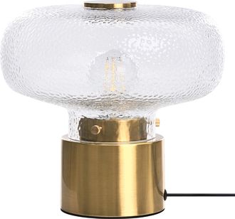 Beliani L&aacute;mpara De Mesa Estilo Glam Moderno Con Base De Hierro Pantalla De Vidrio Texturizado Lat&oacute;n Tara