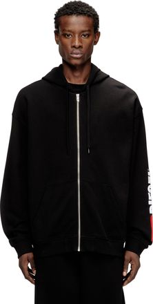 Diesel Hoodie with logo patch embroidery - Sweaters - Man - Black