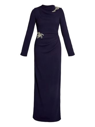 Erdem embellished long-sleeve gown - Blue