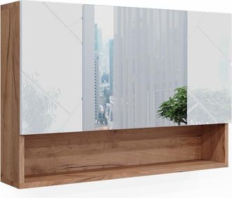 Vicco Armario Con Espejo Para Ba&ntilde;o Irma, Roble, 80.1 X 55 Cm
