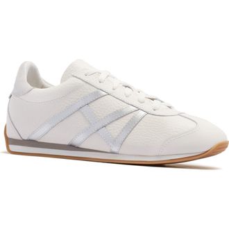 FRANKiE4 Duke Leather Sneaker in Soft White/silver at Nordstrom, Size 7.5