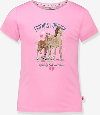 Salt And Pepper M&auml;dchen T-Shirt mit grosser Pferde-Stickerei SALT AND PEPPER rosa