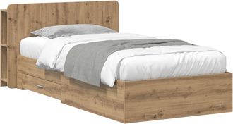 vidaXL Estructura De Cama Con Almacenamiento Roble Artisan 90 X 190 Cm Vidaxl