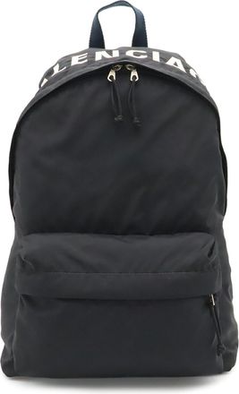Balenciaga Black Navy White Nylon Canvas Backpack (Pre-Owned)