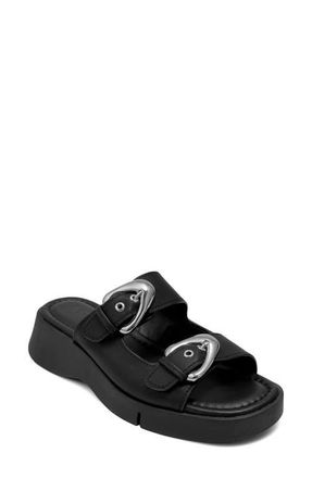 Aerosoles Faith Flatform Slide Sandal in Black Fx Calf at Nordstrom, Size 9.5