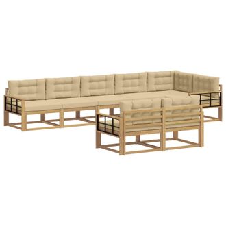 vidaXL Conjunto De Sof&aacute;s De Exterior Con Coj&iacute;n 6 Pcs Y Beige Poli&eacute;ster Vidaxl