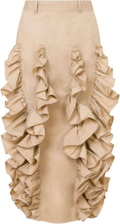 Moschino Ruffled Vertical Detail Midi Skirt