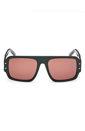 MCM 55mm Polarized Navigator Sunglasses in Shiny Dark Green /Roviex at Nordstrom