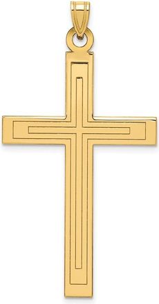 Diamond2Deal 14k Yellow Gold Solid Laser Etched Cross Pendant