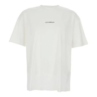 C.P. Company C.p. Company - 30/1 Jersey T-shirt met korte mouwen en logo - Heren - Tops - Wit - Maat: L Jersey