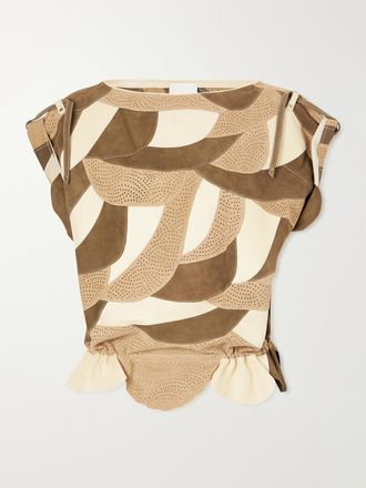 Isabel Marant Top In Camoscio Traforato Patchwork Con Arricciature Dalmy - Metallizzato