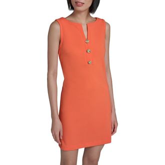 Karl Lagerfeld Flower Button Scuba Crepe Sheath Dress in Camelia at Nordstrom, Size 16