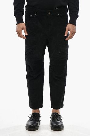Neil Barrett Pantaloni Biker in Velour a Coste con Zip alla Caviglia Neil Barrett
