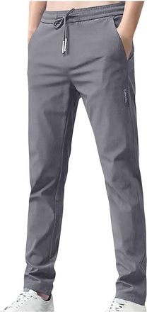 Generic Mrat Mens Stretch Pants Quick-Dry Loose Fit Trousers Casual Slim Fit Pants Classic-Fit Wrinkle-Resistant Pleated Trousers Drawstring Straight Pockets 