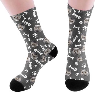 Generic Personalised Socks with Photo Fashion Funny Custom Face Socks Personalised Sock with Dog Pet and Heart Picture Unisex Print Crew Sock Valentines Day G