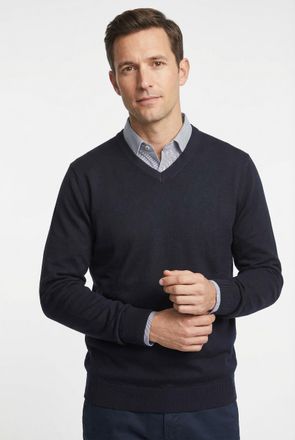 Marvelis Strickpullover MARVELIS, Herren, Gr. 4XL, marine, Jersey, Obermaterial: 100% Baumwolle, regular fit, V-Ausschnitt, Rippb&uuml;ndchen, Pullover Strickpullov