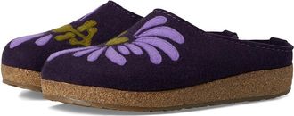 Haflinger Blooming Womens Slippers Eggplant : EU 37 (US Womens 6) B - Medium, Wool