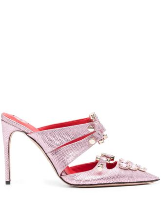 HARDOT 105mm snakeskin-effect mules - women - Calf Leather/Calf Leather/Calf Leather - 36 - Pink
