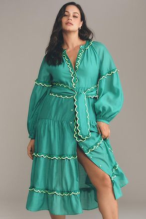 CeliaB Linen Blend Long-Sleeve Maxi Shirt Dress