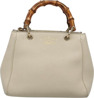 Gucci Bamboo Shopper Bag Leather White Leather Bag (Pre-Owned)