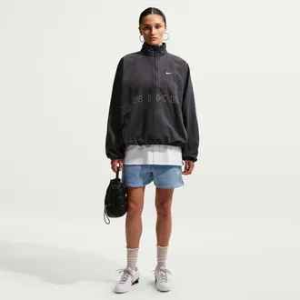 Nike Womens Studio Fleece Medium Weight Mid-Rise Shorts in Blue | IR8313-486