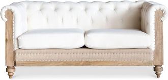 PIB Sof&aacute; chesterfield de 2 plazas en lino blanco