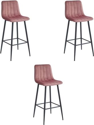 OEM Taburete Pozza - Terciopelo Rosa Oscuro / Patas Negras X 3