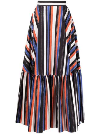 Plan C graphic stripe-print skirt - Black