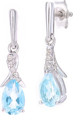 Diamant L'&eacute;ternel Womens 9ct White Gold 0.87ct Blue Topaz and 0.04ct Diamond Earrings - One Size