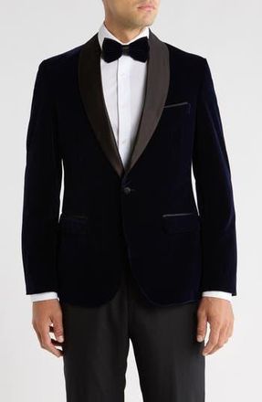 Tom Baine Shawl Collar Velvet Dinner Jacket in Navy at Nordstrom Rack, Size 38